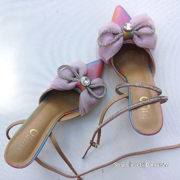 EGO Pastel Purple and Silver Heels With Decorative Bow - Picture 8 of 12